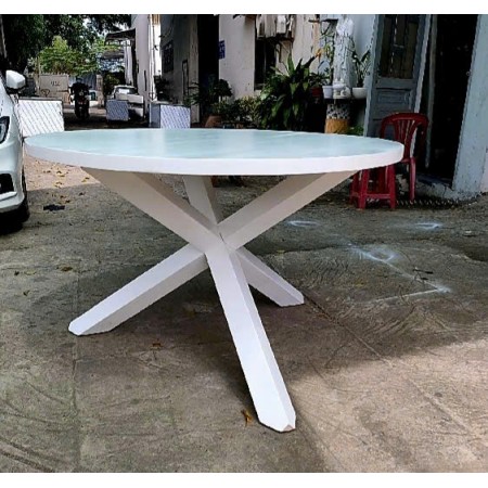 Banak : Bàn Ăn Tròn Chân X Màu Trắng - W1m2 